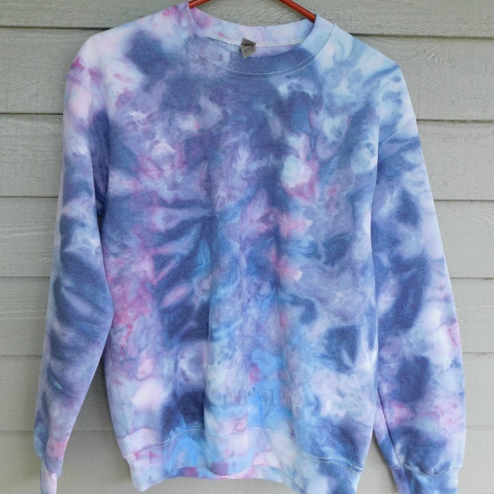 Handmade Blue & Pink Ice Tie Dye Sweatshirt - S - New
